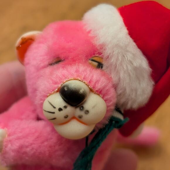 Vintage Pink Panther Gripper Hugger Christmas Ornament Santa Hat - Picture 3 of 8